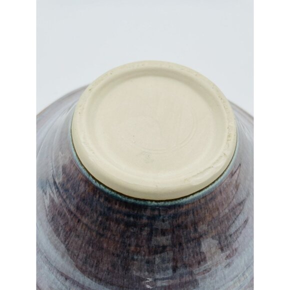 11” Bill Campbell Studio Art Pottery Spiral Swirl Bowl Hand Thrown Drip Glaze - Picture 6 of 6